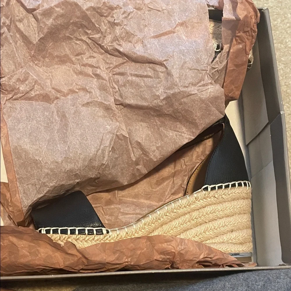 Franco Sarto Black Espadrille Wedge Sandals - Picture 11 of 13